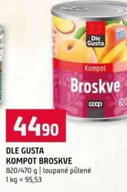 Terno DLE GUSTA KOMPOT BROSKVE 820/470 g loupané půlené nabídka