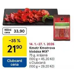 Tesco Kmotr Kmotrova klobása MIX, 75 g. krájená nabídka