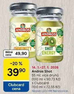 Tesco Andros Shot, 55 ml, více druhů nabídka