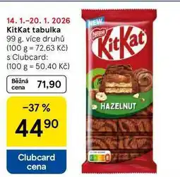 Tesco KitKat tabulka, 99 g, více druhů nabídka