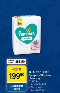 Tesco Pampers Vlhčené ubrousky, 4× 80 ks nabídka