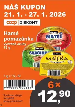 COOP DISKONT Hamé pomazánka nabídka