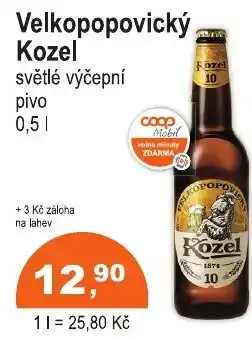 COOP DISKONT Velkopopovický Kozel světlé výčepní pivo nabídka