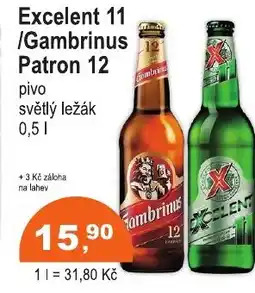 COOP DISKONT Excelent 11 /Gambrinus Patron 12 pivo světlý ležák nabídka