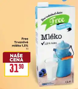 Billa Free Trvanlivé mléko 1,5% nabídka