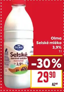 Billa Olma Selské mléko 3,9% nabídka
