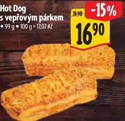 Albert Hot Dog s vepřovým párkem nabídka