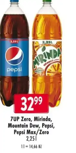 Qanto 7UP Zero, Mirinda, Mountain Dew, Pepsi, Pepsi Max/Zero nabídka