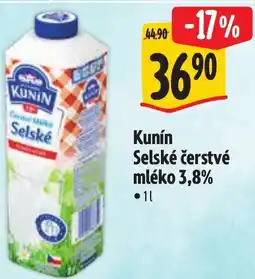 Albert Kunín Selské čerstvé mléko 3,8% nabídka