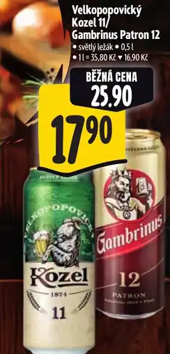 Albert Velkopopovický Kozel 11/ Gambrinus Patron 12 nabídka