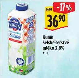 Albert Kunín selské čerstvé mléko nabídka
