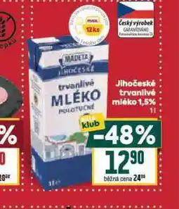 Billa Trvanlivé mléko 1,5% nabídka