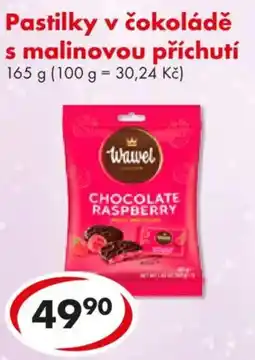 CBA Pastilky v čokoládě s malinovou příchutí nabídka