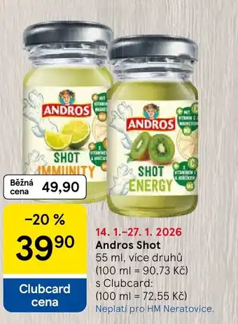 Tesco Andros Shot nabídka