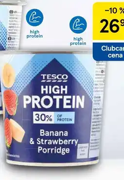 Tesco Tesco High Protein instantní ovesná kaše s kousky mrazem sušených banánů a jahod nabídka
