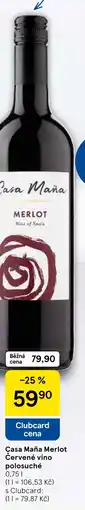 Tesco Casa Maña Merlot Cervené víno polosuché nabídka