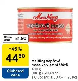 Tesco MeiNing Vepřové maso ve vlastní šťávě nabídka