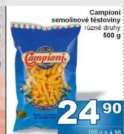Jip Campioni semolinové těstoviny různé druhy nabídka