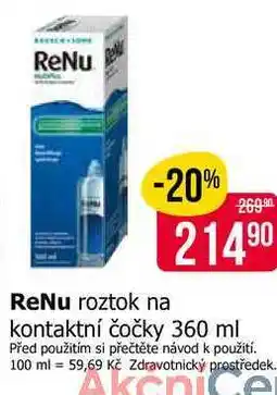 Teta ReNu roztok na kontaktní čočky nabídka