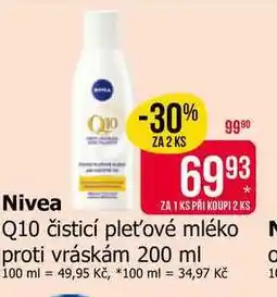 Teta Nivea Q10 čisticí pleťové mléko proti vráskám nabídka