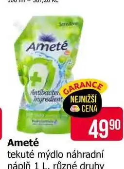 Teta Ameté tekuté mýdlo náhradní náplň nabídka