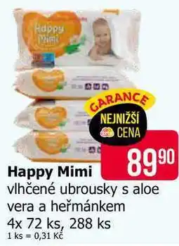 Teta Happy Mimi vlhčené ubrousky s aloe vera a heřmánkem 4x 72 ks, 288 ks nabídka