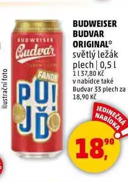 Penny Market BUDWEISER BUDVAR ORIGINAL světlý ležák plech nabídka