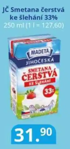 Potraviny CZ Madeta Jč Smetana čerstvá ke slehani 33% nabídka