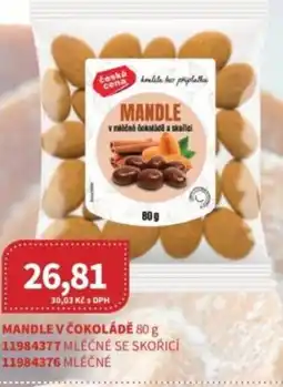 Kubík potraviny Ceská cena Mandle v čokoládĕ nabídka