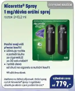 PharmaPoint Nicorette® Spray 1 mg/dávka orální sprej nabídka