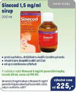 PharmaPoint Sinecod 1,5 mg/ml sirup nabídka