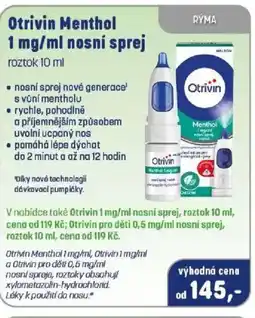 PharmaPoint Otrivin Menthol 1 mg/ml nosní sprej nabídka