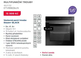 Vestavná parní trouba Steam+ BLACK ETV8960bcN