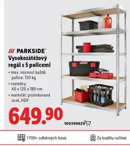 Lidl Vysokozátěžový regál s 5 policemi nabídka