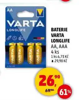 Penny Market BATERIE VARTA LONGLIFE AA, AAA, 4 ks nabídka