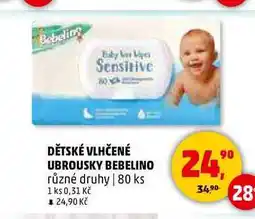 Penny Market DĚTSKÉ VLHČENÉ UBROUSKY BEBELINO, 80 ks nabídka