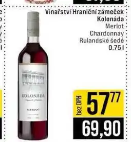 Jip Vinařství Hraniční zámeček Kolonáda Merlot Chardonnay Rulandské šedé nabídka