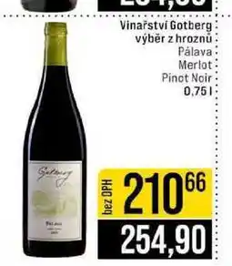 Jip Vinařství Gotberg výběr z hroznů Pálava Merlot Pinot Noir nabídka