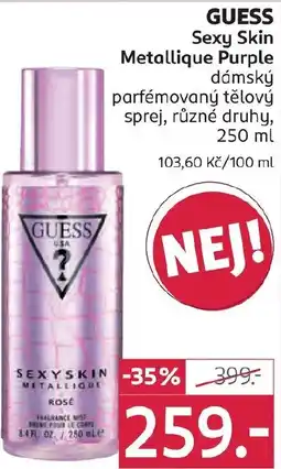 Rossmann GUESS Sexy Skin Metallique Purple dámský parfémovaný tělový sprej nabídka