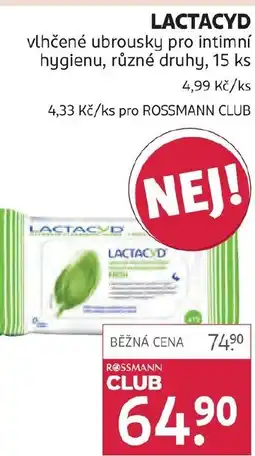 Rossmann LACTACYD vlhčené ubrousky pro intimní hygienu nabídka