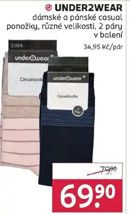 Rossmann UNDER2WEAR dámské a pánské casual ponožky, různé velikosti nabídka