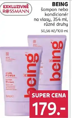 Rossmann BEING šampon nebo kondicionér na vlasy nabídka