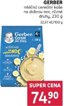 Rossmann GERBER mléčná cereální kaše na dobrou noc nabídka