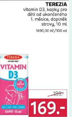 Rossmann TEREZIA vitamin D3, kapky pro děti od ukončeného 1. měsíce, doplněk stravy nabídka