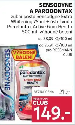 Rossmann Sensodyne a parodontax zubní pasta nabídka