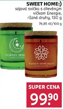 Rossmann SWEET HOME:) sójová svíčka s dřevěným víčkem Energie nabídka