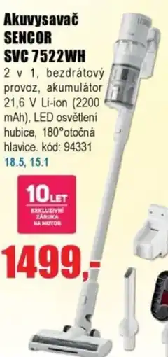EVA Akuvysavač SENCOR SVC 7522WH nabídka