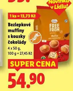 Lidl Bezlepkové muffiny s kousky čokolády nabídka