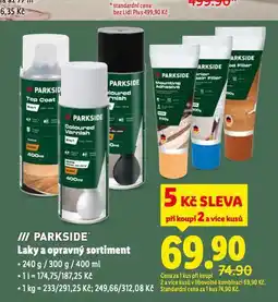 Lidl Parkside laky a opravný sortiment nabídka