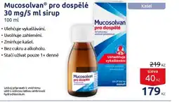 Benu MucosolvanⓇ pro dospělé 30 mg/5 ml sirup nabídka